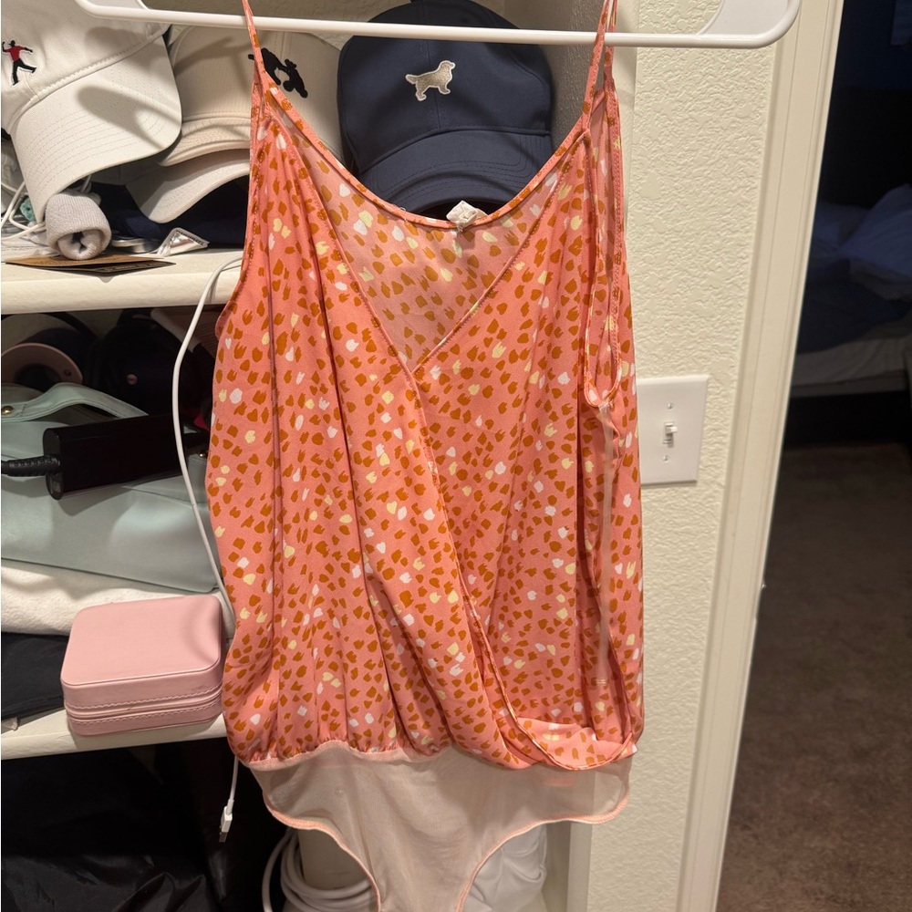 Stylish Orange and Pink Women's Bodysuit